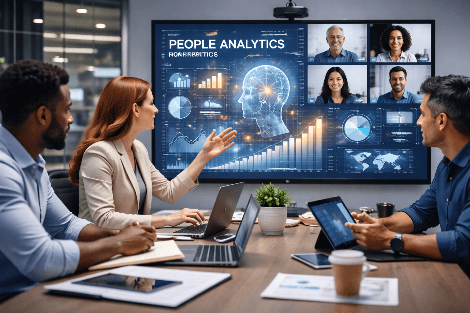 Profissionais analisando dados diversos